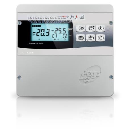 Controlador pego ideal para la gestión del sistema doble con la posibilidad de insertar una sonda secundaria de entorno para garantizar el correcto funcionamiento del sistema en caso de fallo de la sonda principal del entorno. 